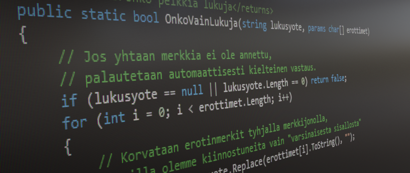 Työpajan aikana opit muun muassa rakentamaan tietokoneohjelman käyttäen C#-ohjelmointikieltä.