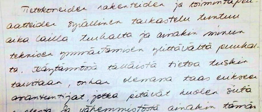 Kurssipalautetta 1985