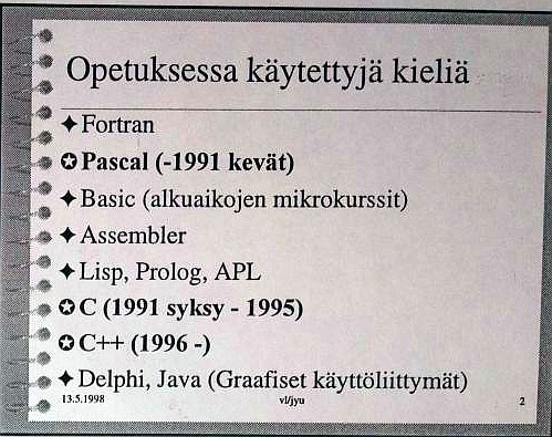 Tietojenkäsittelypäivät esitelmä, 1998