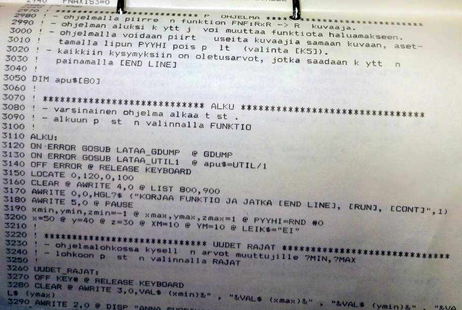 HP87 Basic-koodia R2 -> R piirtämiseksi