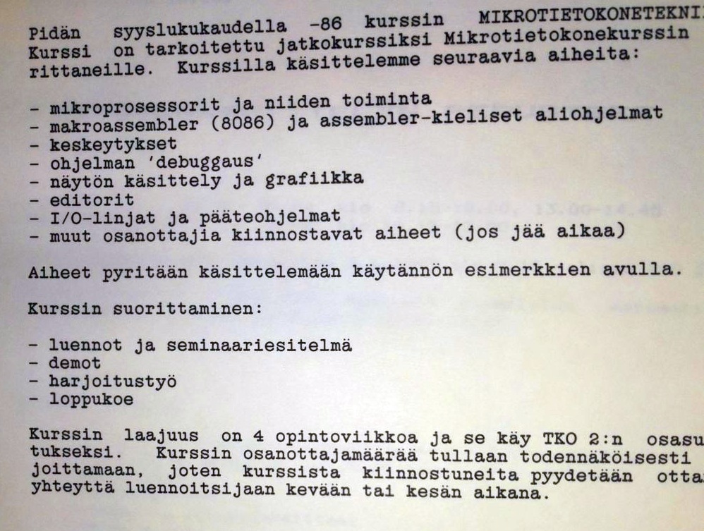 Mikrotietokonetekniikan mainos 1986