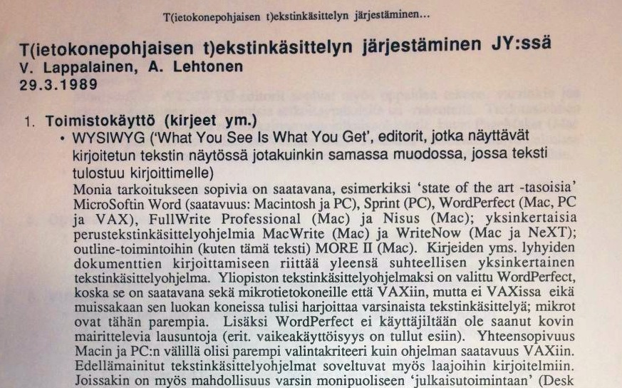 Kirje tekstinkäsittelyn järjestämisestä