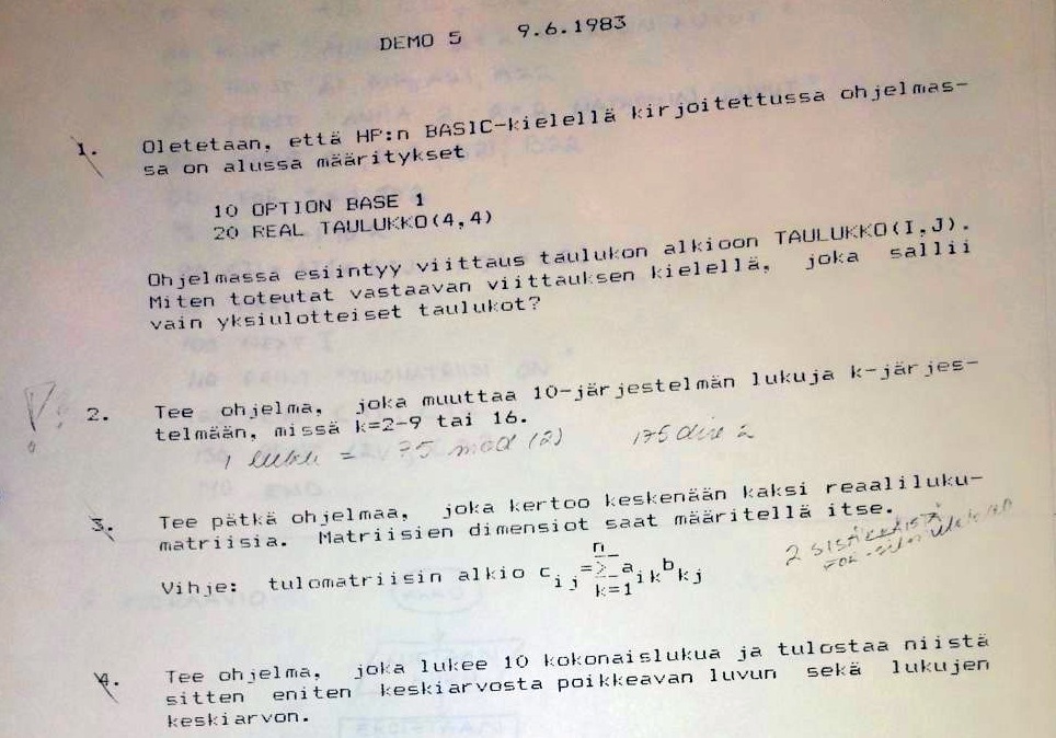Mikrotietokonekurssi kesä 1983