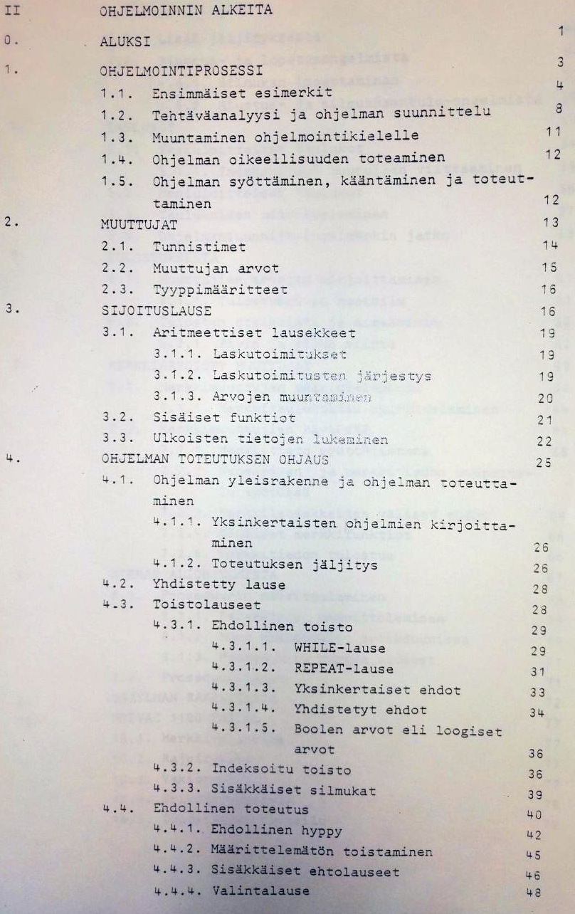 ATK perusteet, Ohjelmoinnin alkeet 1982