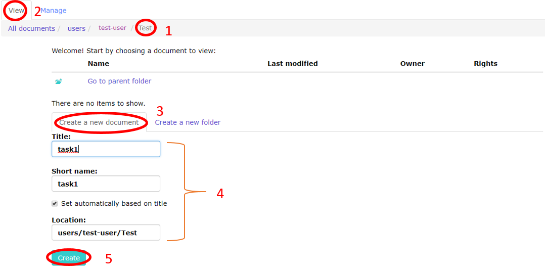 Figure 2.5 Creating a document.