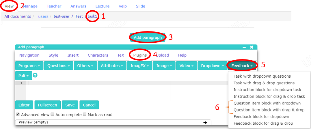 Image 3.4 Creating a question item block using a template.