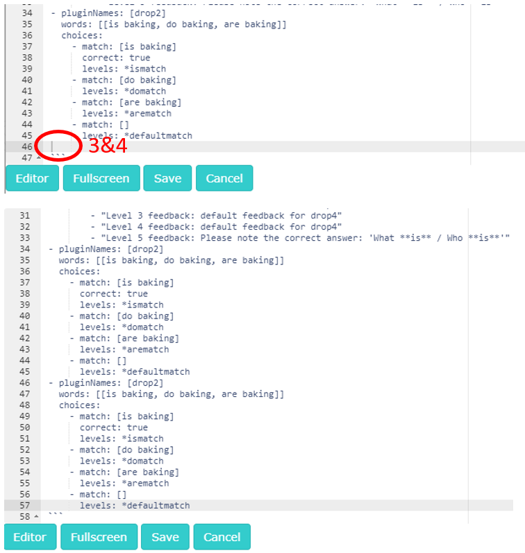 Figure 4.11 Pasting a question item from the feedback markdown.