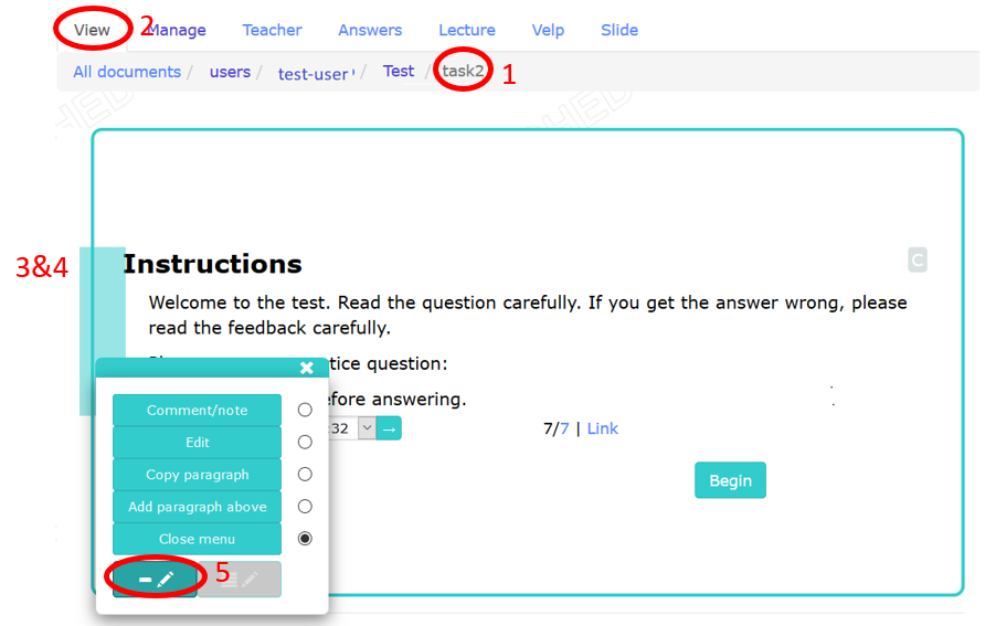 Figure 4.1 Revealing question item blocks of the Task.