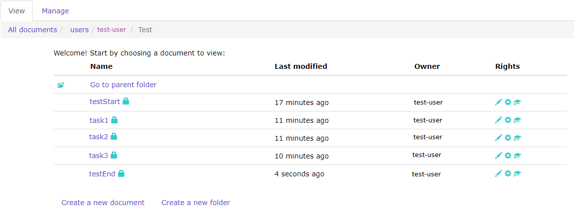 Figure 2.1 An example view from a test folder.