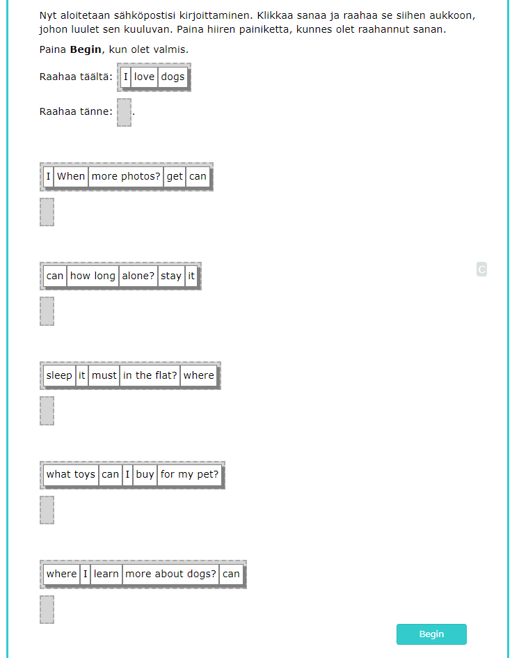 Figure 6.2 The view of the drag&drop task.
