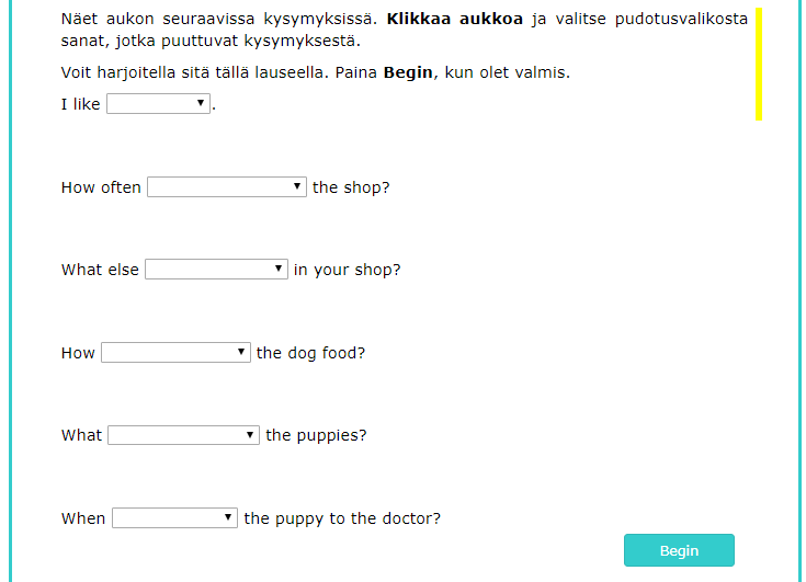 Figure 6.1 The view of the dropdown task.