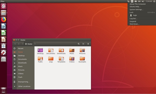 Kuva 3.19 Linux-pohjainen Ubuntu-käyttöjärjestelmä muistuttaa jonkin verran Windows-järjestelmän näkymää.