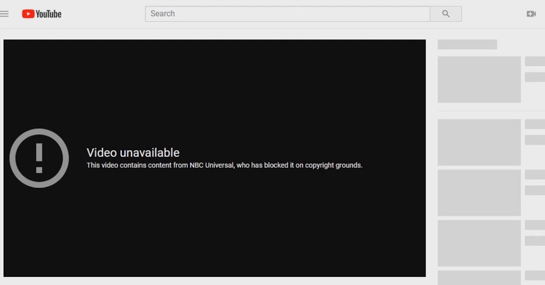 Kuva 8.3 Tuotantoyhtiö Universal on saanut omistamansa, luvattomasti levitetyn videon poistettua YouTubesta.