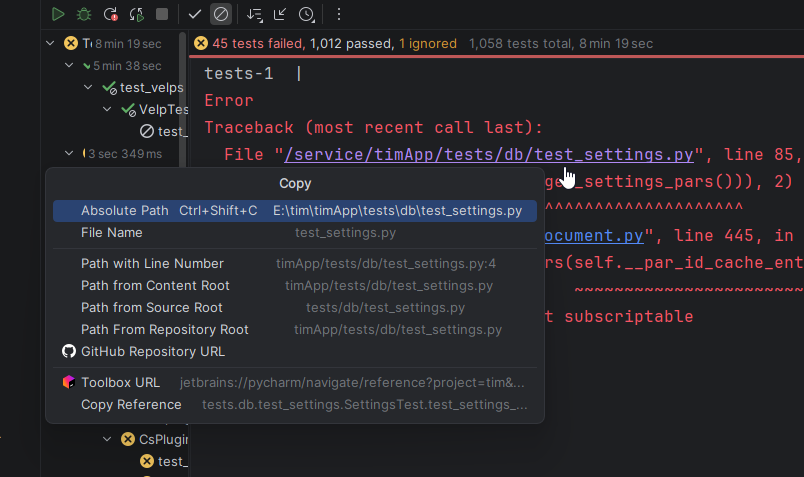 Testin nimen kopioiminen